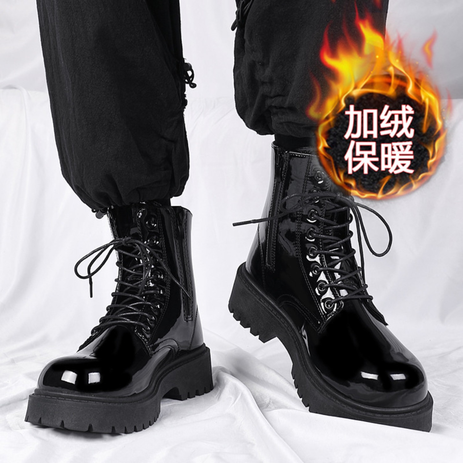 Men'S Shoes Hoka Sale - รองเท้าบูทหุ้มข้อบุขนหนานุ่มสำหรับผู้ชาย รองเท้าบูทลำลองกันลื่นพื้นนุ่มสำหรับฤดูหนาว แฟชั่นไซส์ใหญ่ ใส่ได้ทั้งชายและหญิง รองเท้าทำงานกันหิมะที่ให้ความสบาย