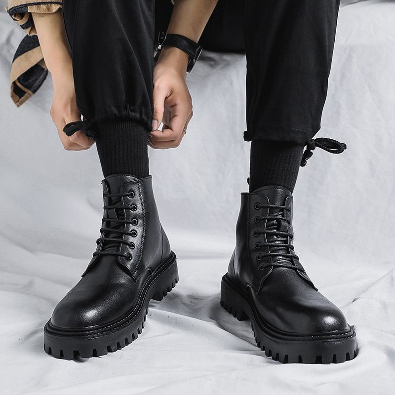 รองเท้าบูทหนังหุ้มข้อผู้ชาย สไ - Men'S Shoes With Height Increase บทวิจารณ์และราคา